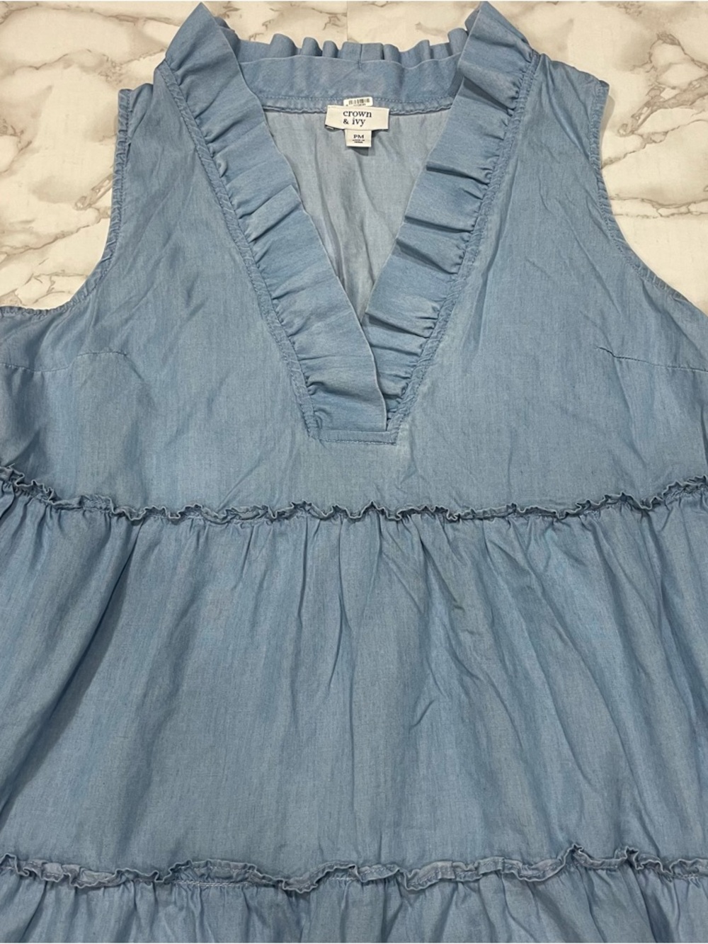 Crown & Ivy Tiered Dress in Blue